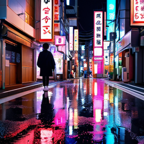 **Immersive Travel Website**: A stunning video showcasing a vibrant Tokyo street scene at night, neon lights reflecting in puddles, with a friendly local giving a tour. Emphasis on 5G speeds for smooth playback. Text overlay: "Experience Japan Like Never Before."
