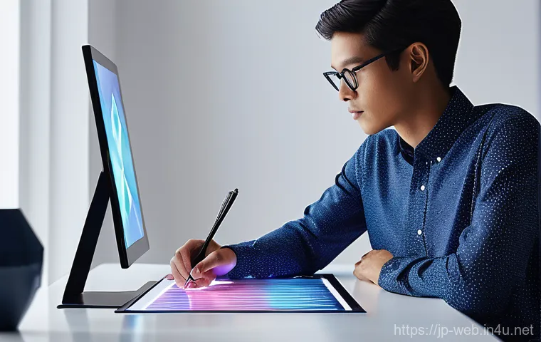 웹디자인 현장 경험 공유 - A vibrant digital art piece illustrating a harmonious collaboration between a human designer and an ...