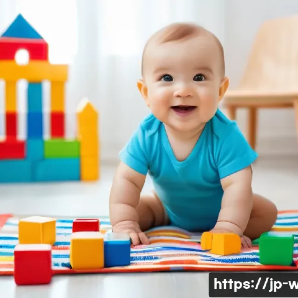 웹디자인 기초 이론 - **Prompt:** A cute baby happily playing with colorful building blocks on a soft, patterned playmat. ...