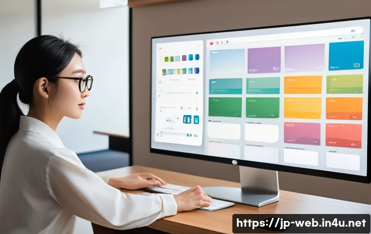 웹디자인 취업 포지션 종류 - A modern UI designer workspace showing a Japanese professional intensely focusing on a sleek smartph...